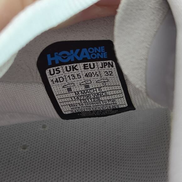 NEW Hoka One One Mach 6 Mens Size 14 D Running Shoes 1147790 WNCL White Green main image 9